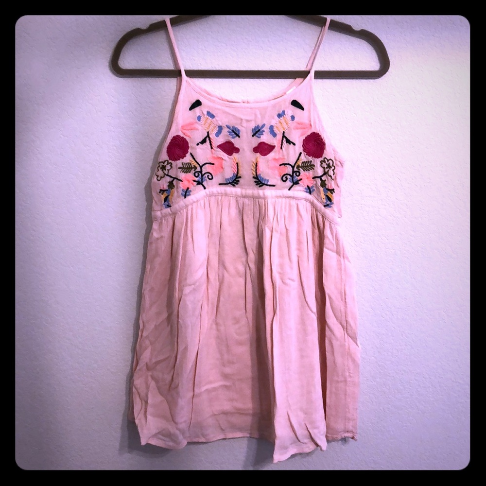 Pink sundress with embroidery details